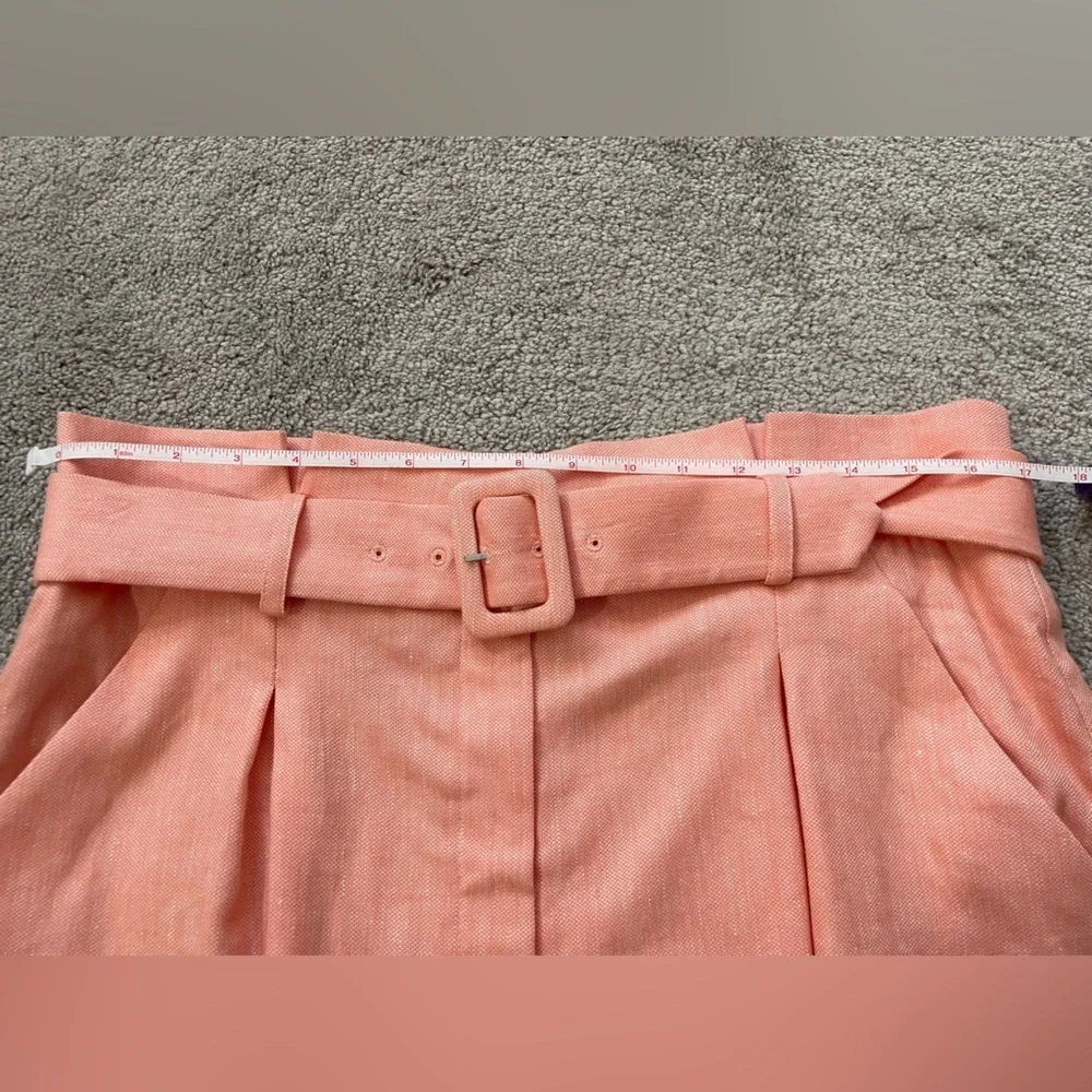 NWT Veronica Beard|| Ashford Belted Shorts in coral Size 14 linen Paper Bag